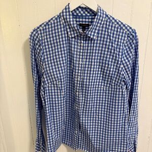 Talbots Blue & White Button Down Crisp Summer (Sailing!) Shirt Size 12